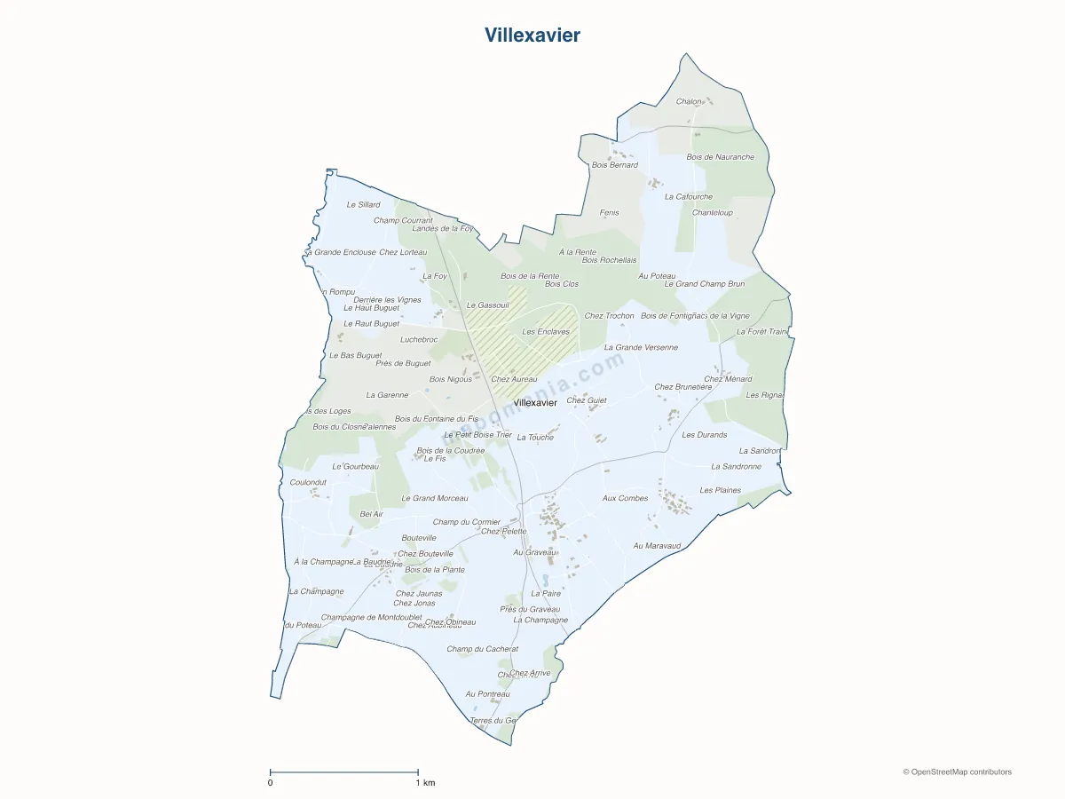 Carte de Villexavier à personnaliser