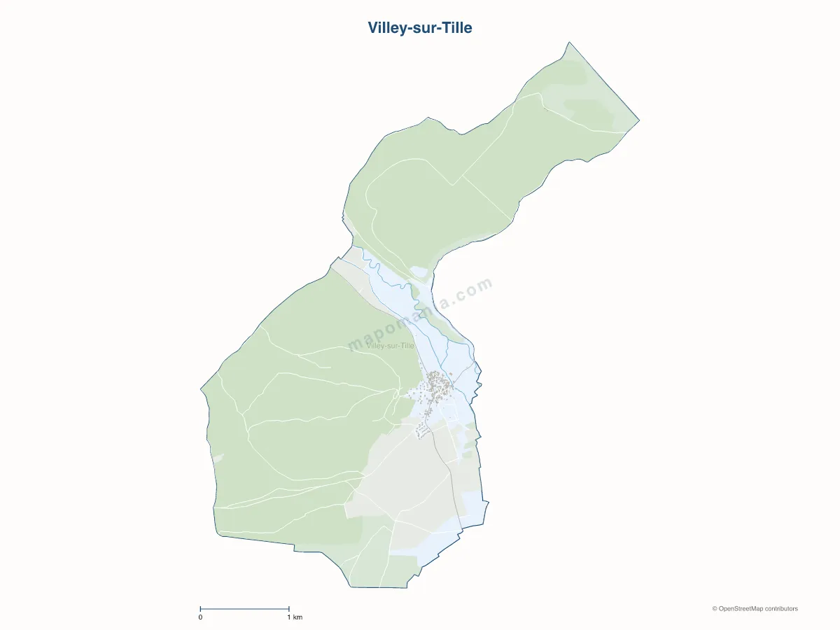 Carte de Villey-sur-Tille à personnaliser