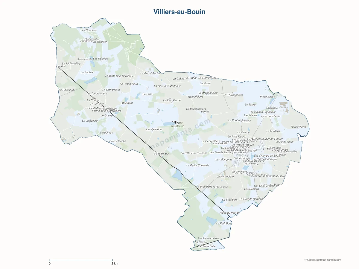 Carte de Villiers-au-Bouin à personnaliser