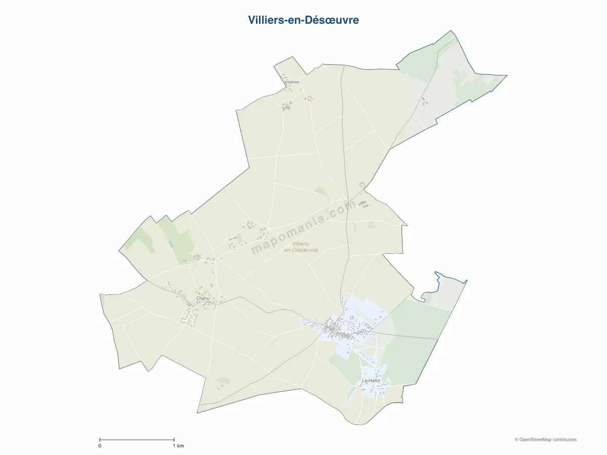 Carte de Villiers-en-Désœuvre à personnaliser