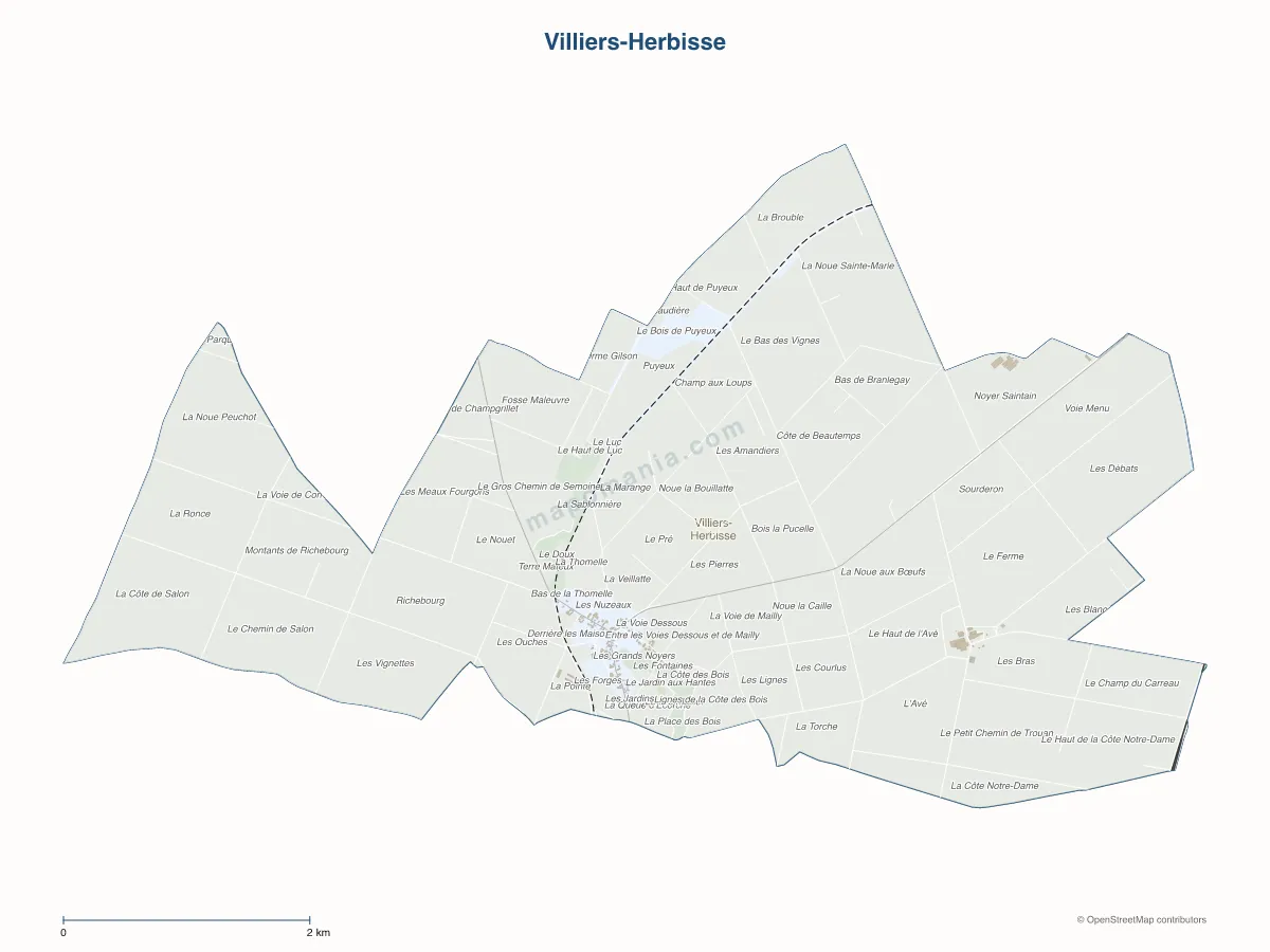 Carte de Villiers-Herbisse à personnaliser