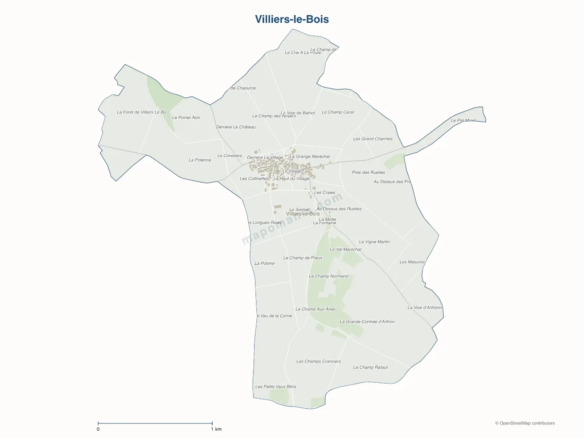 Carte de Villiers-le-Bois à personnaliser