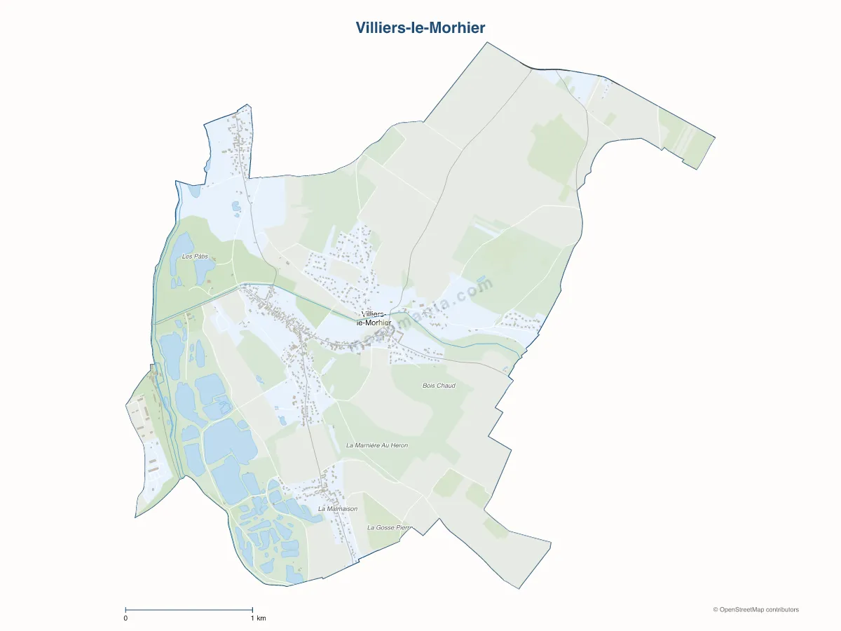 Carte de Villiers-le-Morhier à personnaliser
