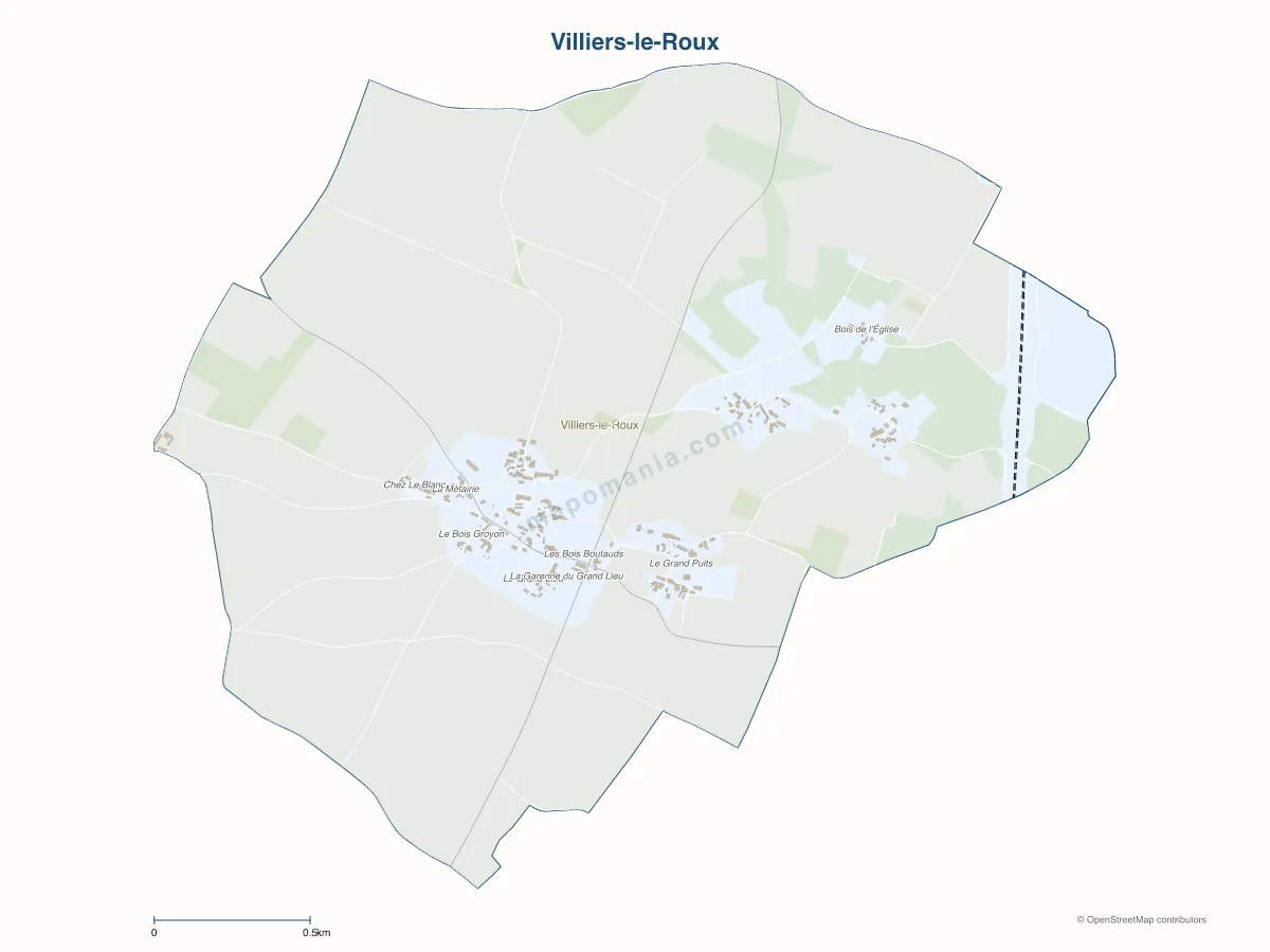 Carte de Villiers-le-Roux à personnaliser