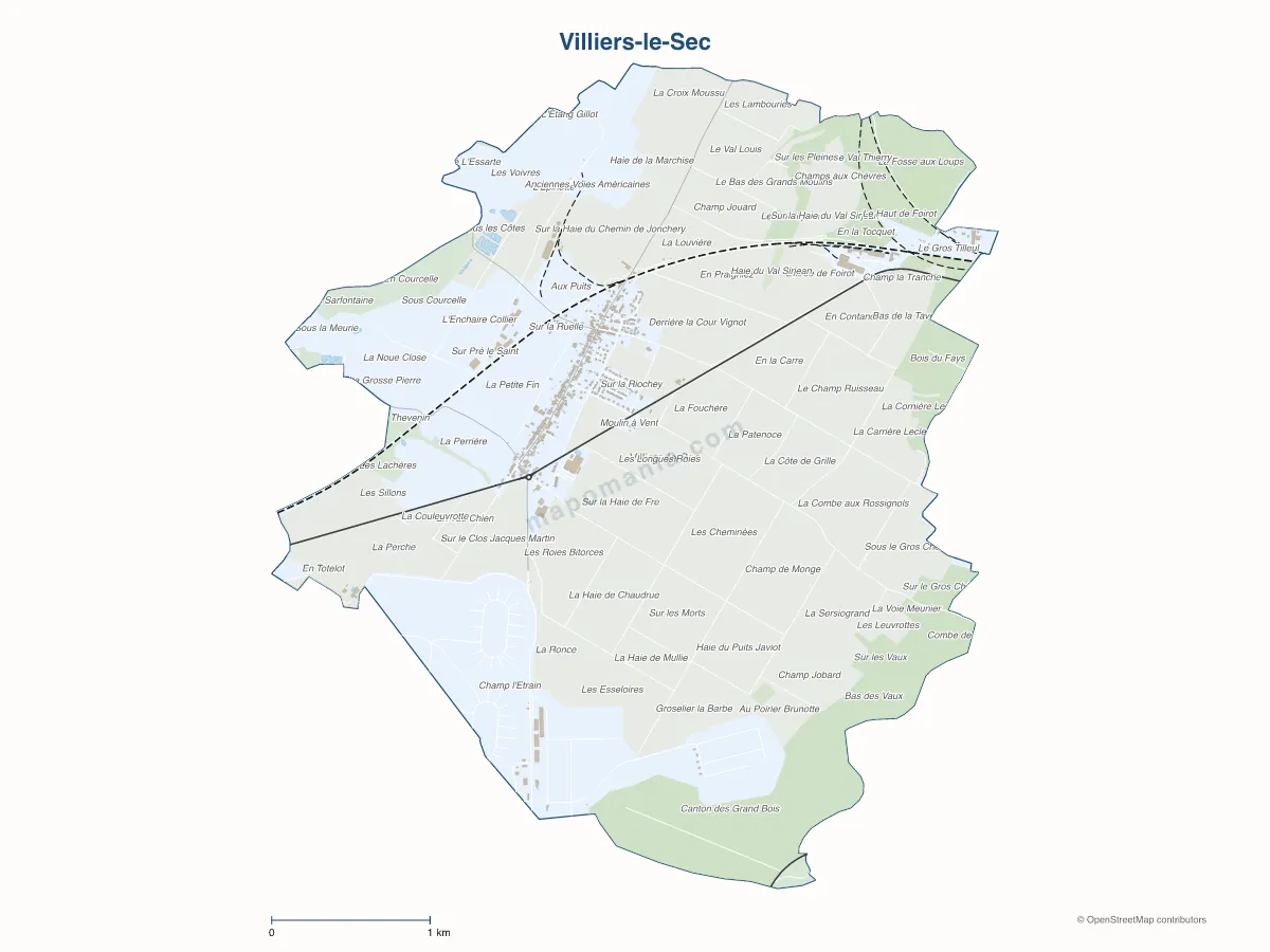 Carte de Villiers-le-Sec à personnaliser