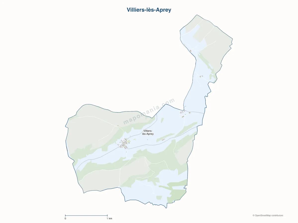 Carte de Villiers-lès-Aprey à personnaliser