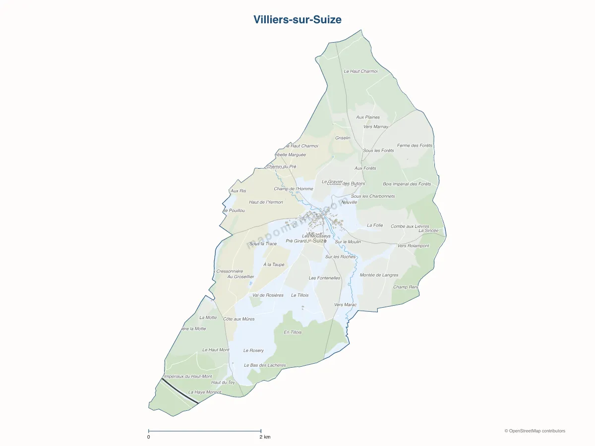 Carte de Villiers-sur-Suize à personnaliser