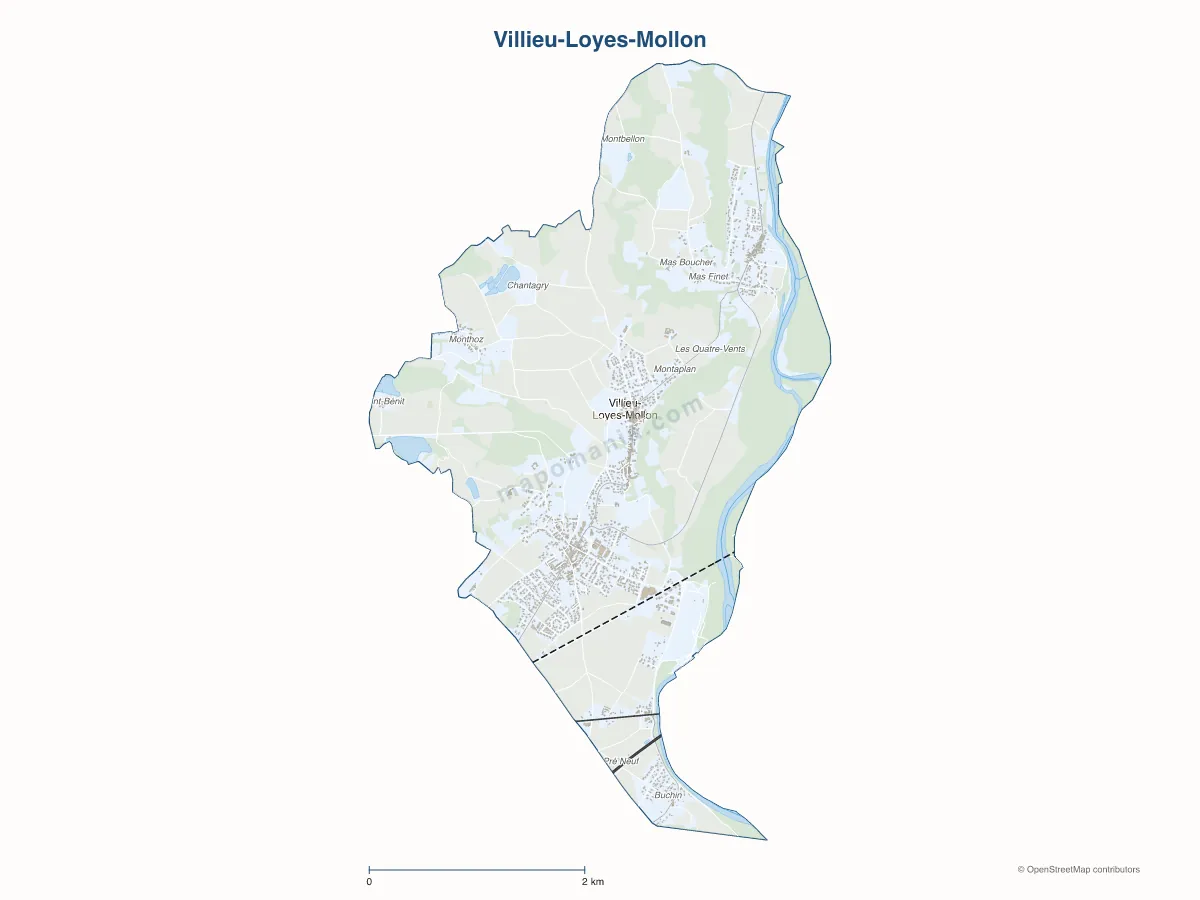 Carte de Villieu-Loyes-Mollon à personnaliser