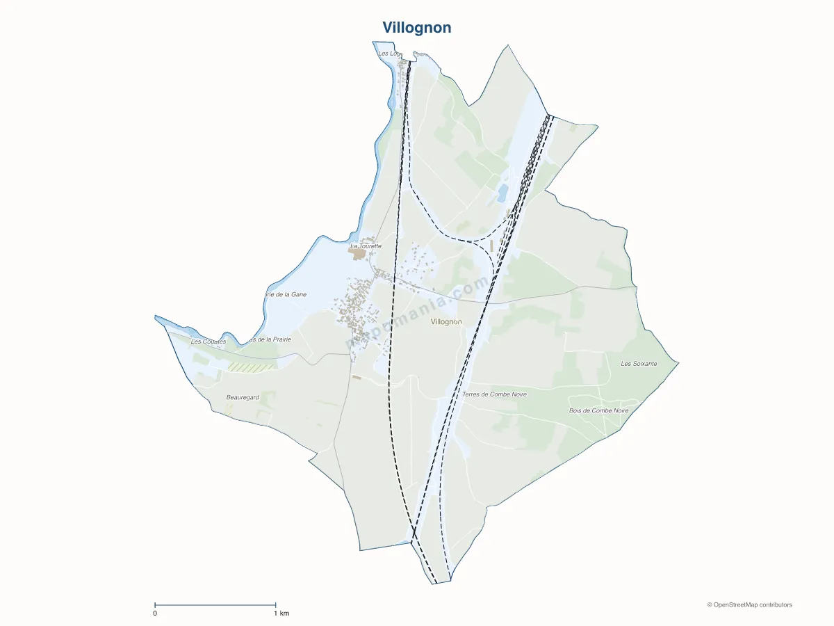 Carte de Villognon à personnaliser