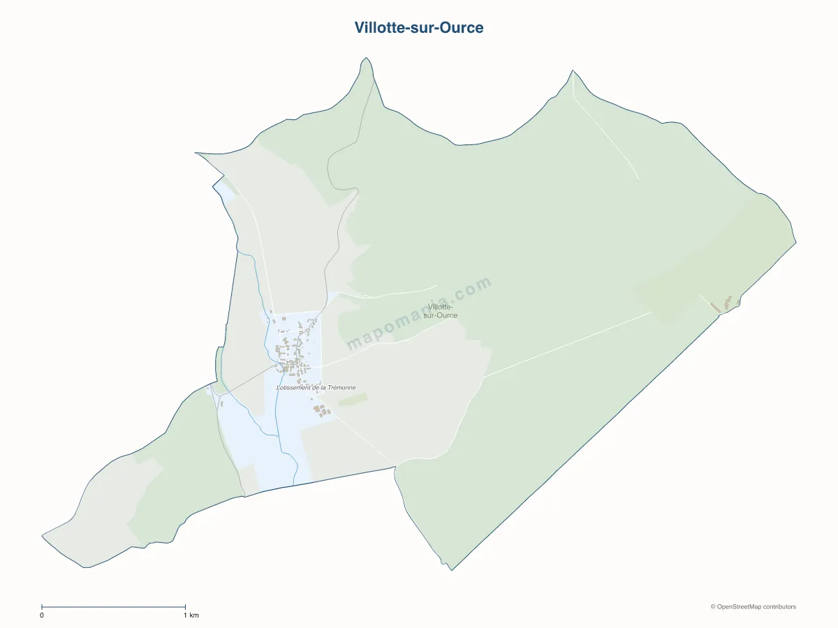 Carte de Villotte-sur-Ource à personnaliser