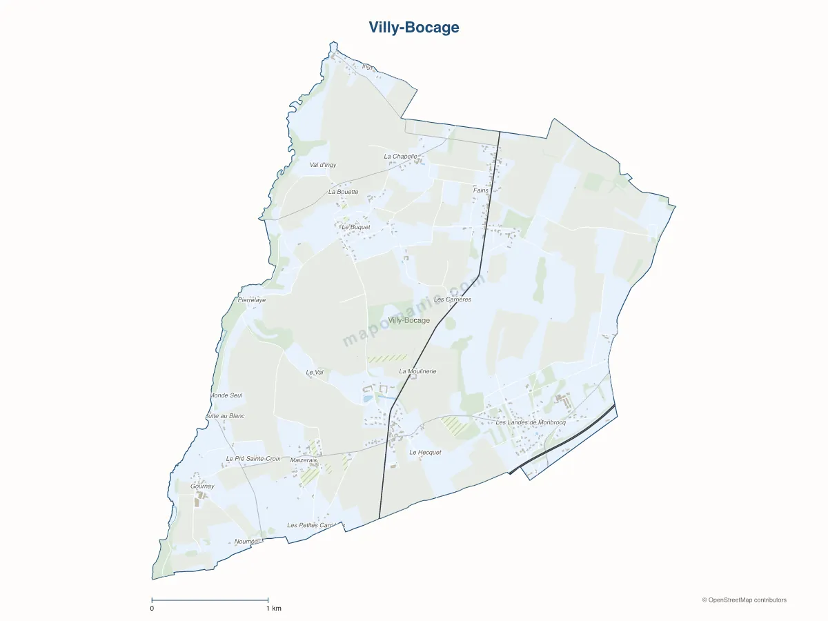 Carte de Villy-Bocage à personnaliser