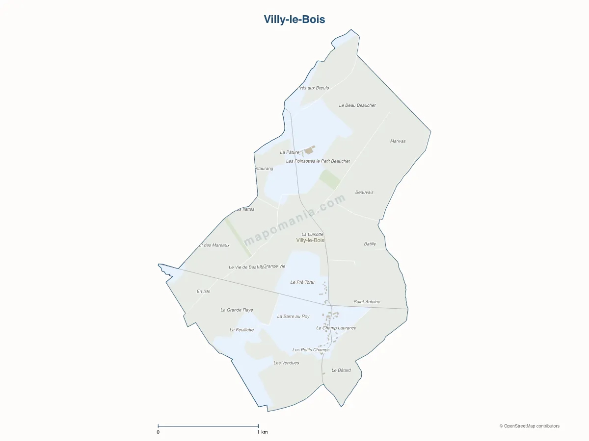 Carte de Villy-le-Bois à personnaliser