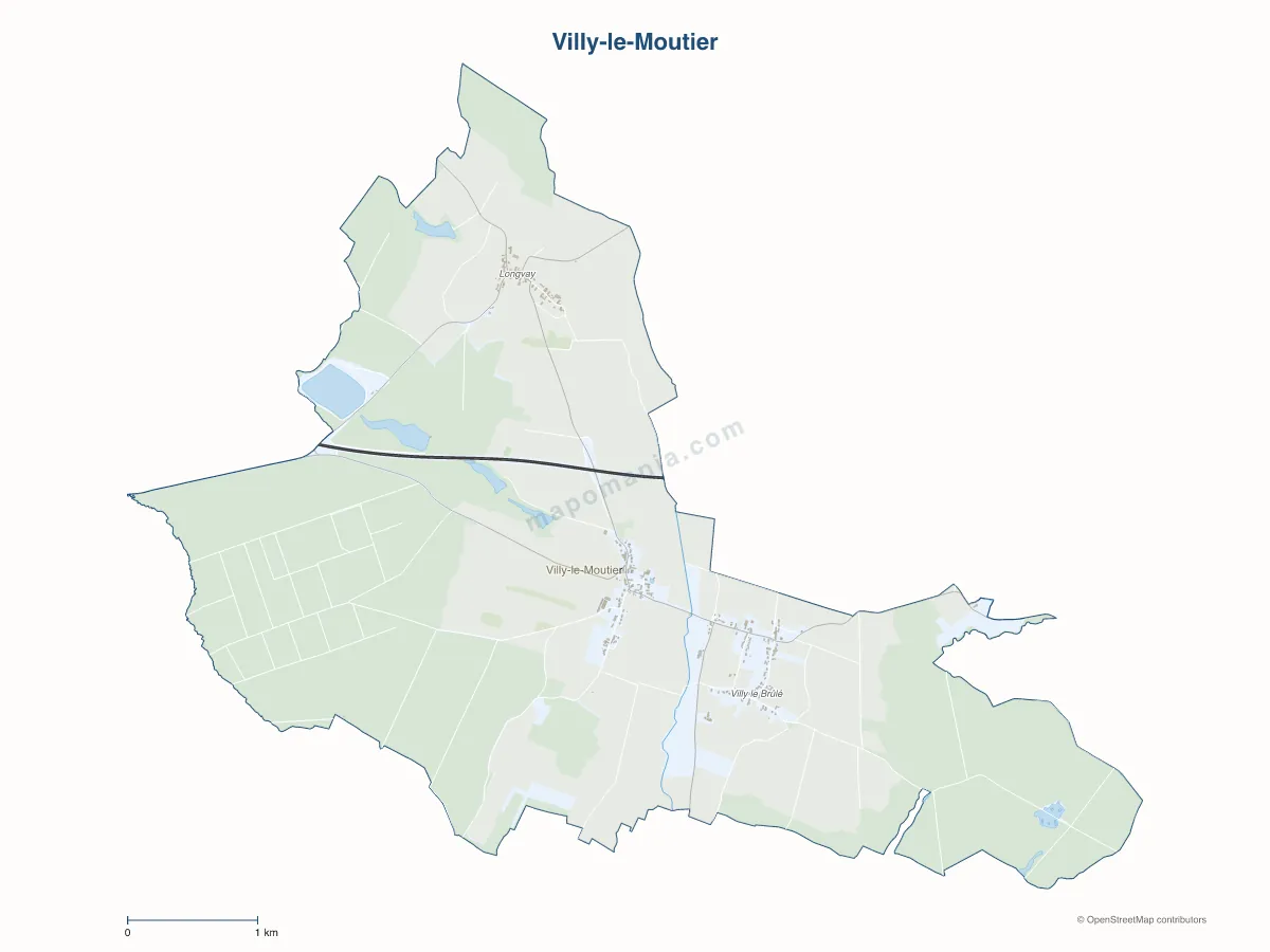 Carte de Villy-le-Moutier à personnaliser
