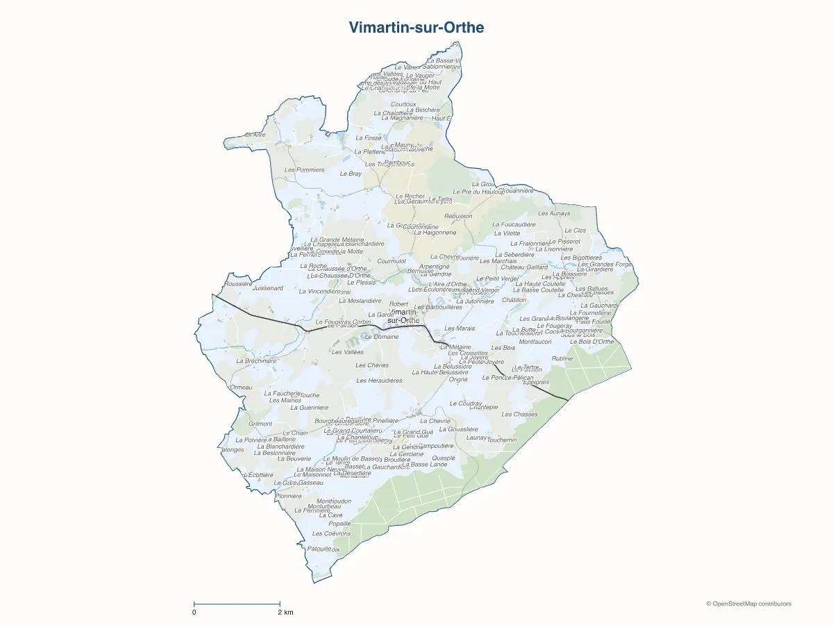 Carte de Vimartin-sur-Orthe à personnaliser