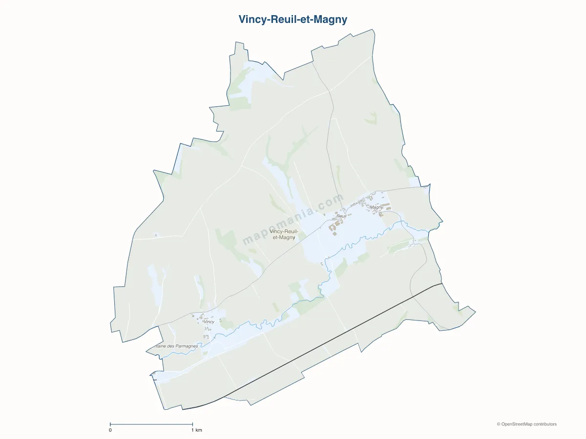 Carte de Vincy-Reuil-et-Magny à personnaliser