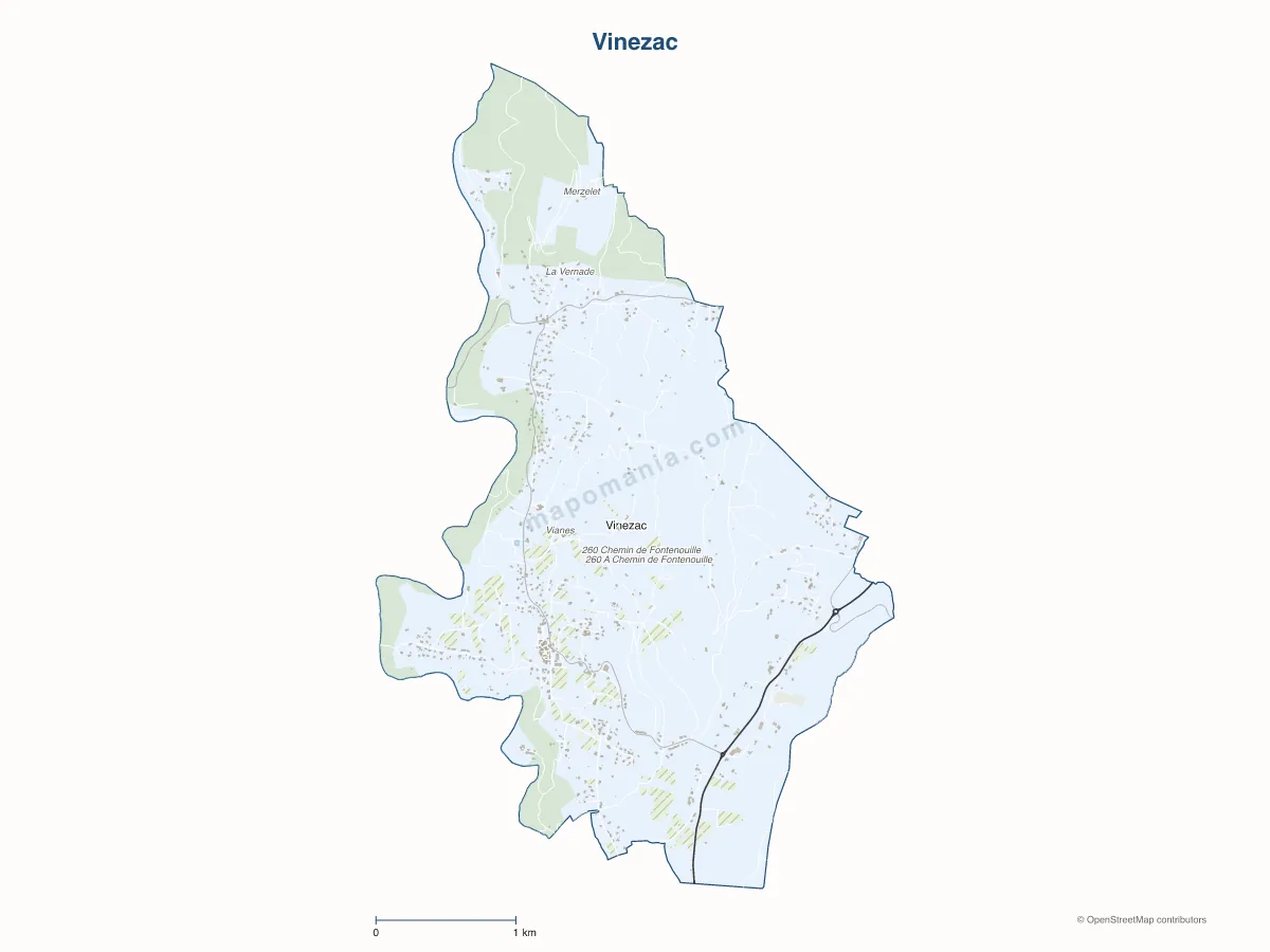 Carte de Vinezac à personnaliser