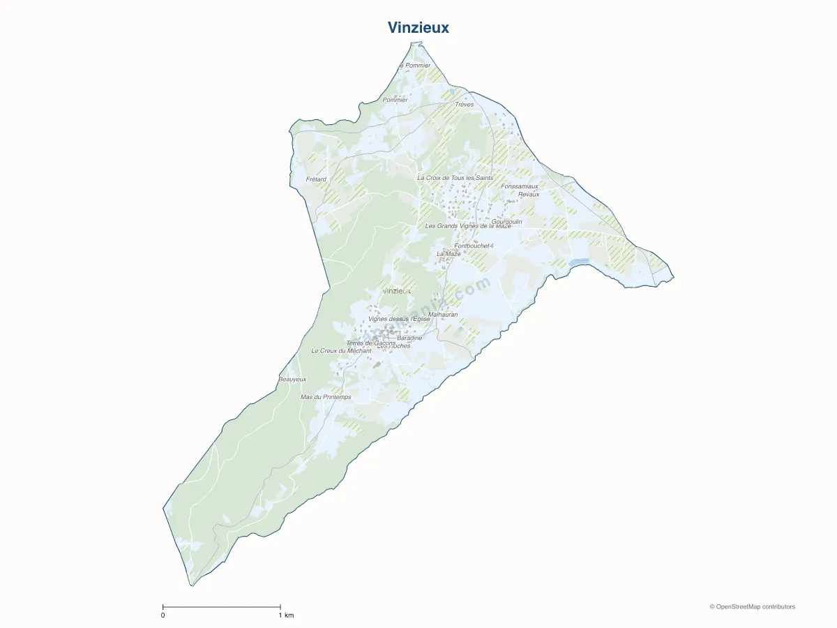 Carte de Vinzieux à personnaliser