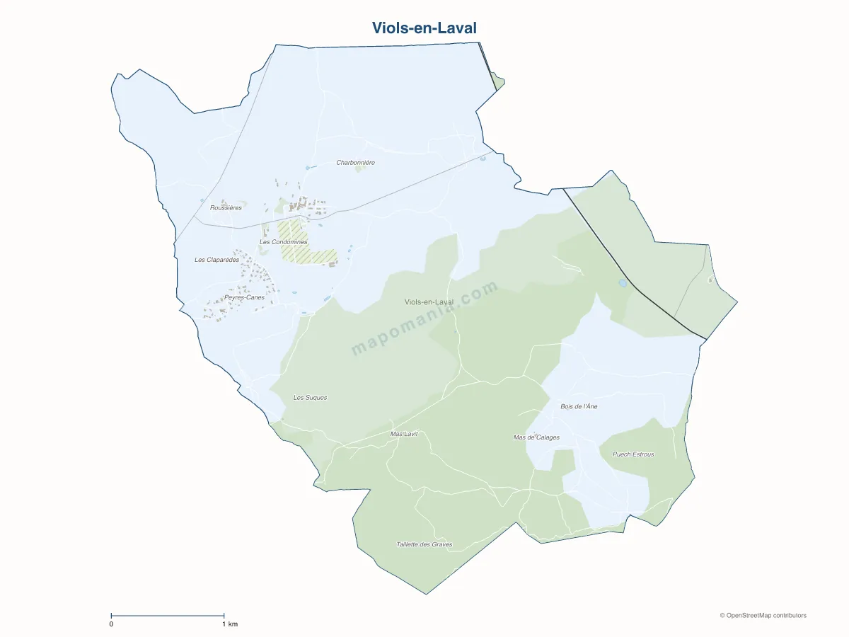 Carte de Viols-en-Laval à personnaliser
