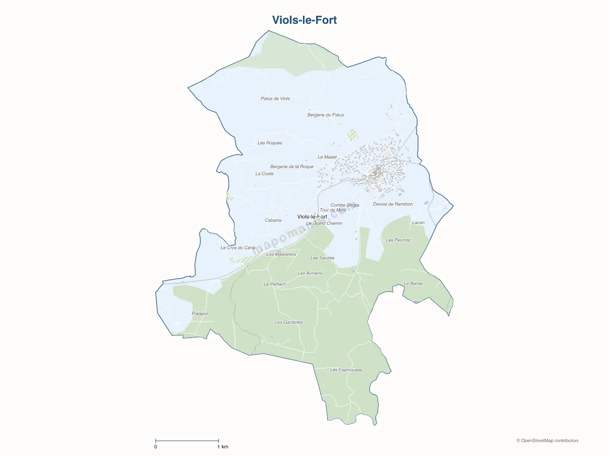 Carte de Viols-le-Fort à personnaliser