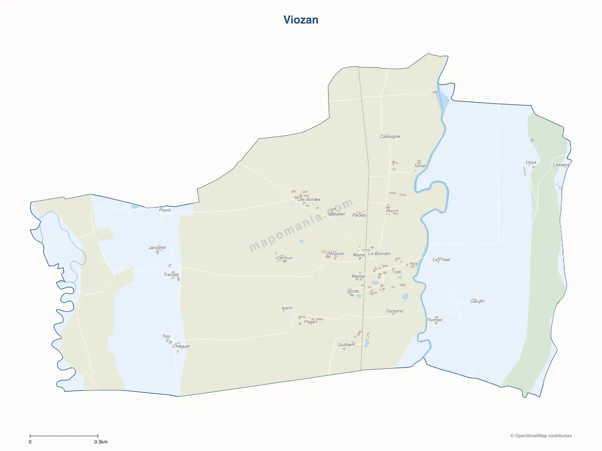 Carte de Viozan à personnaliser