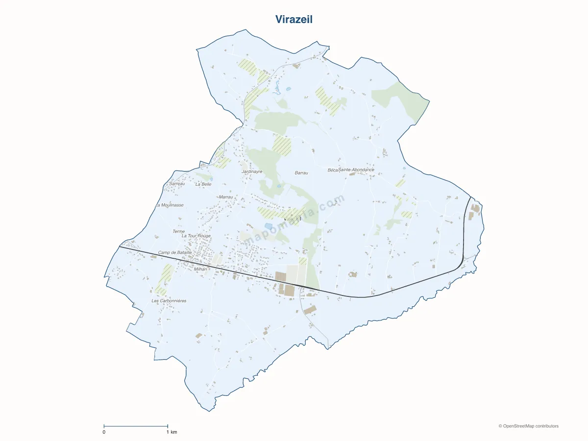 Carte de Virazeil à personnaliser