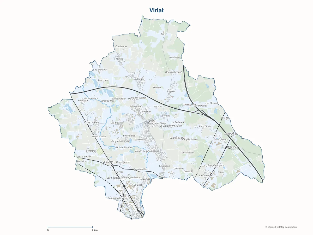 Carte de Viriat à personnaliser