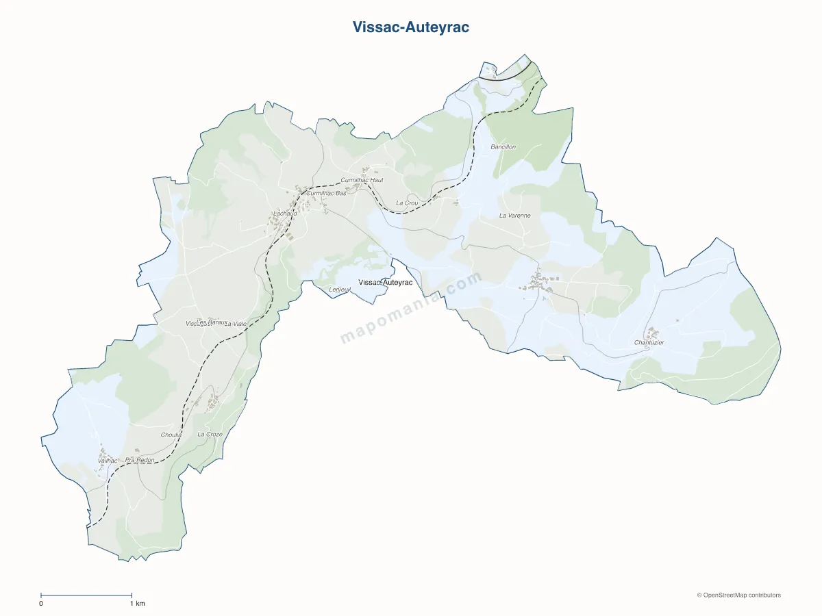Carte de Vissac-Auteyrac à personnaliser