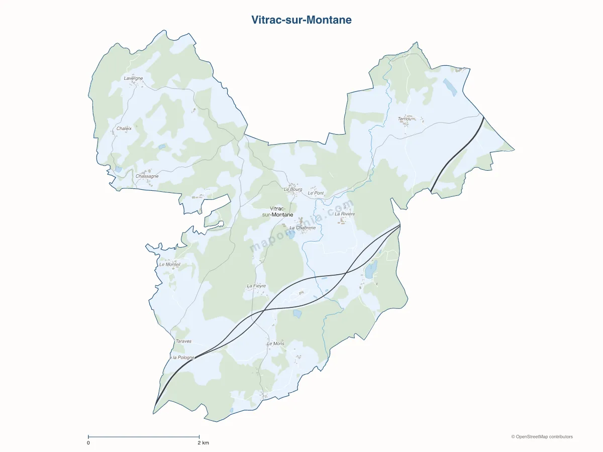 Carte de Vitrac-sur-Montane à personnaliser
