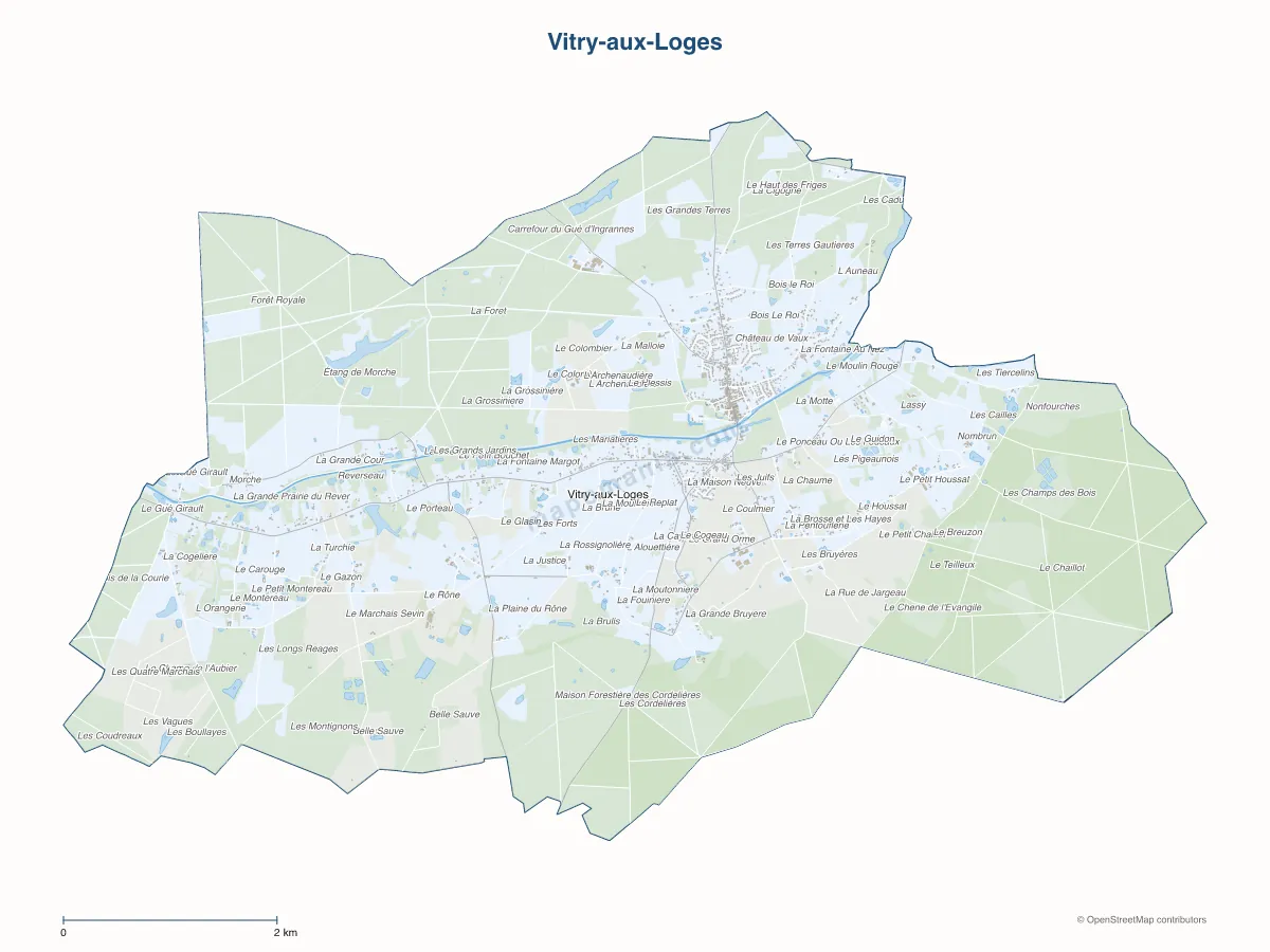 Carte de Vitry-aux-Loges à personnaliser