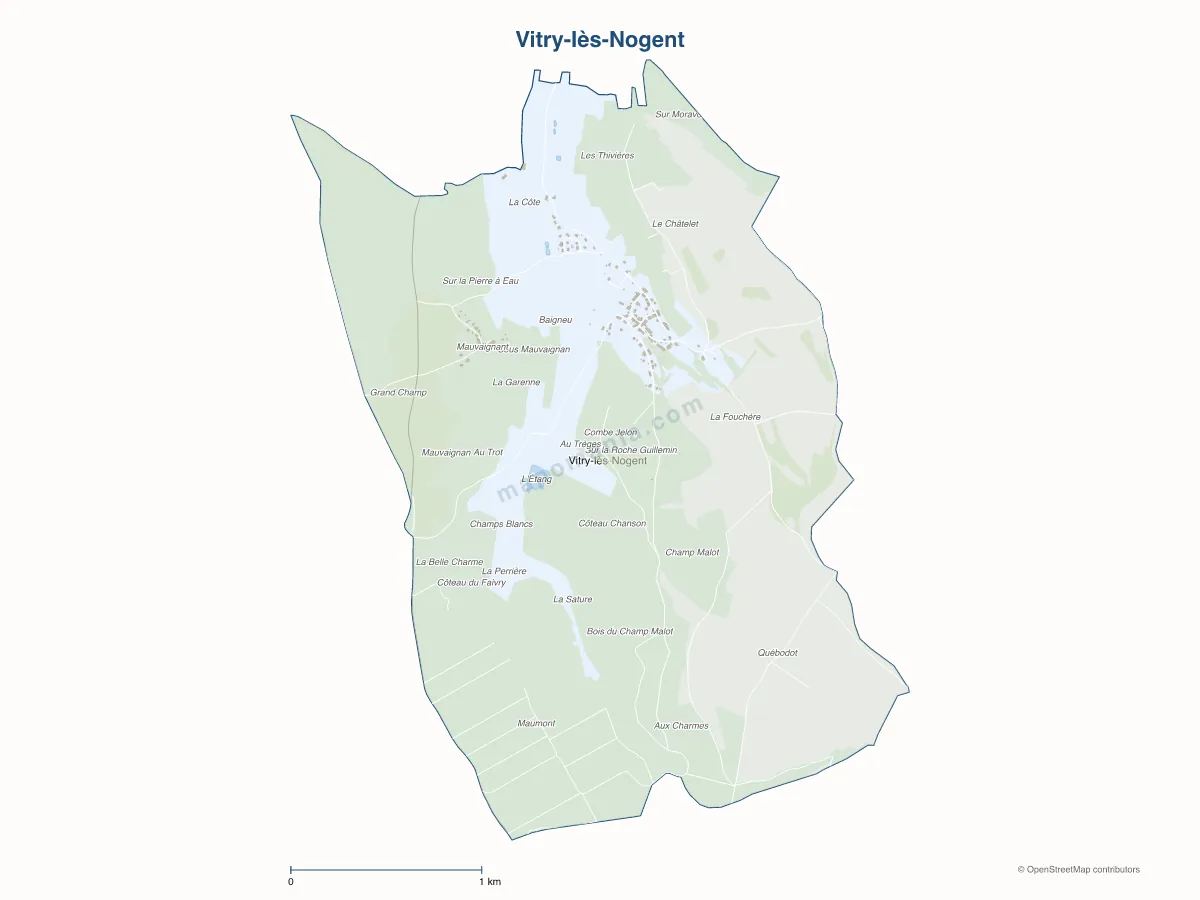 Carte de Vitry-lès-Nogent à personnaliser