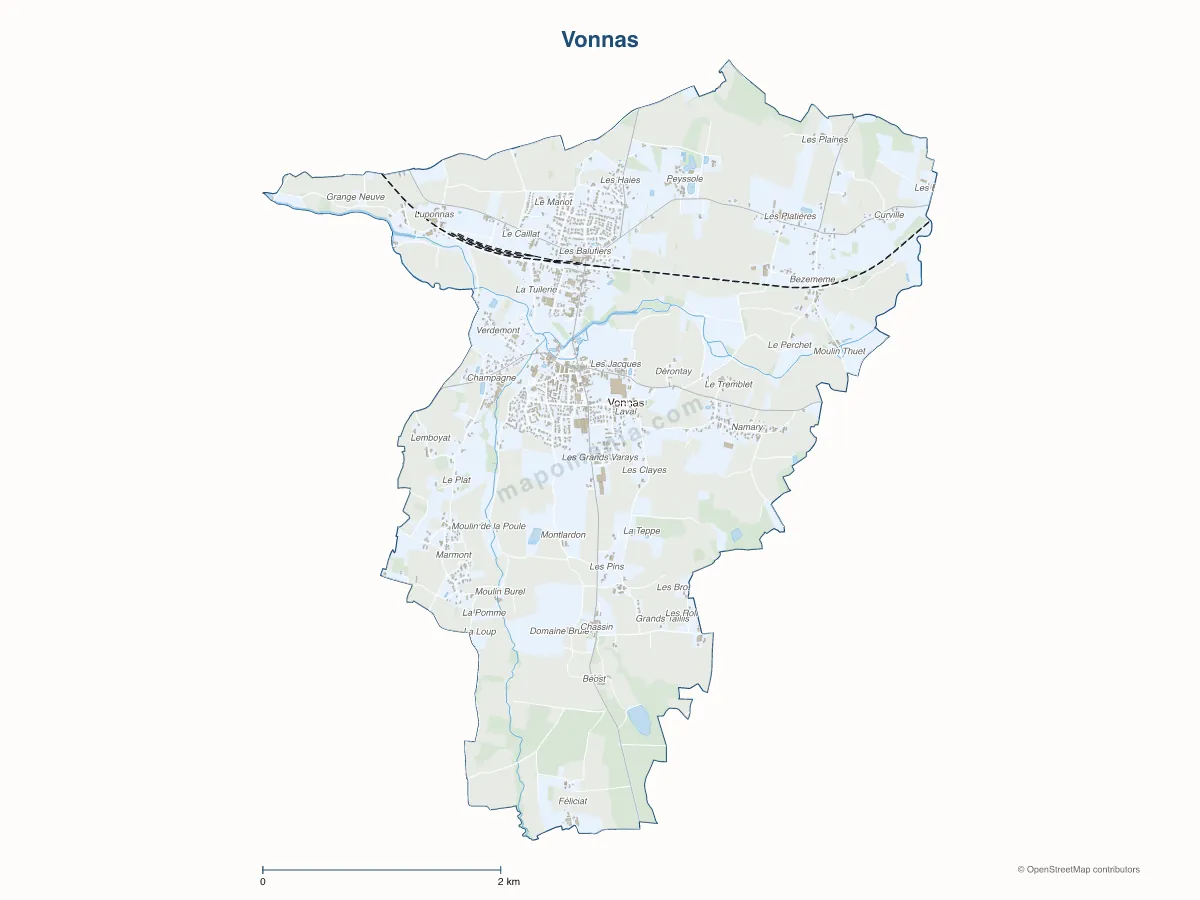 Carte de Vonnas à personnaliser