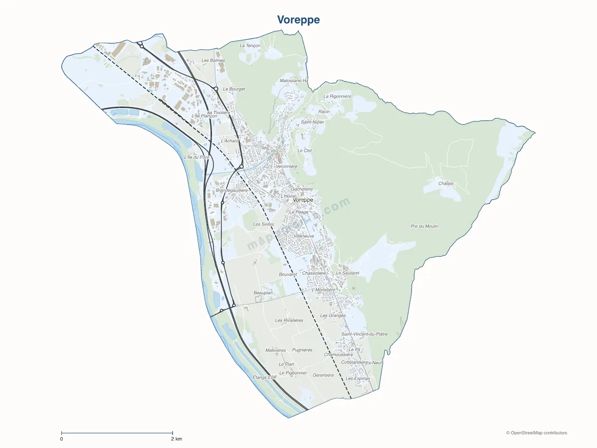 Carte de Voreppe à personnaliser