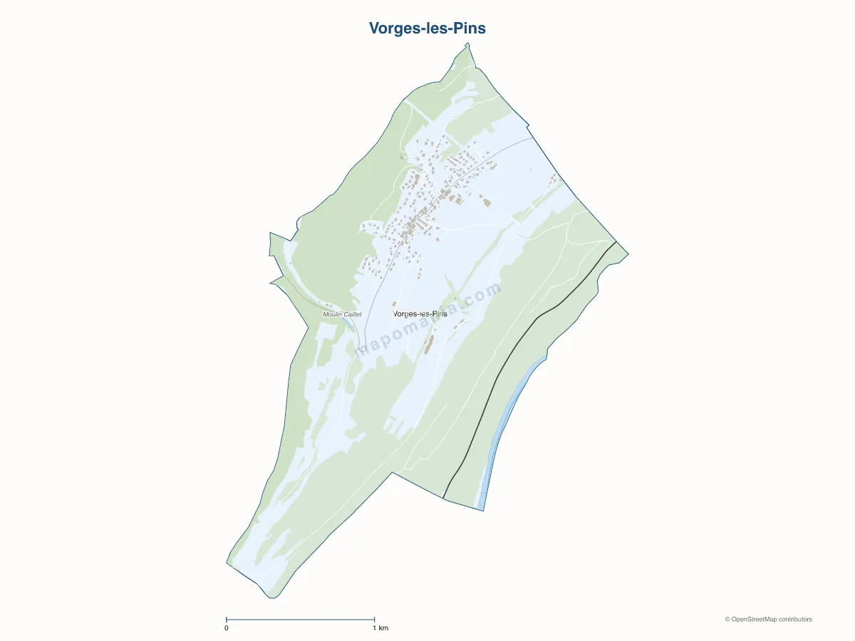 Carte de Vorges-les-Pins à personnaliser