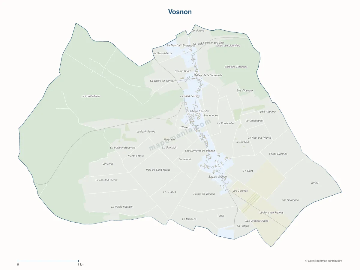 Carte de Vosnon à personnaliser
