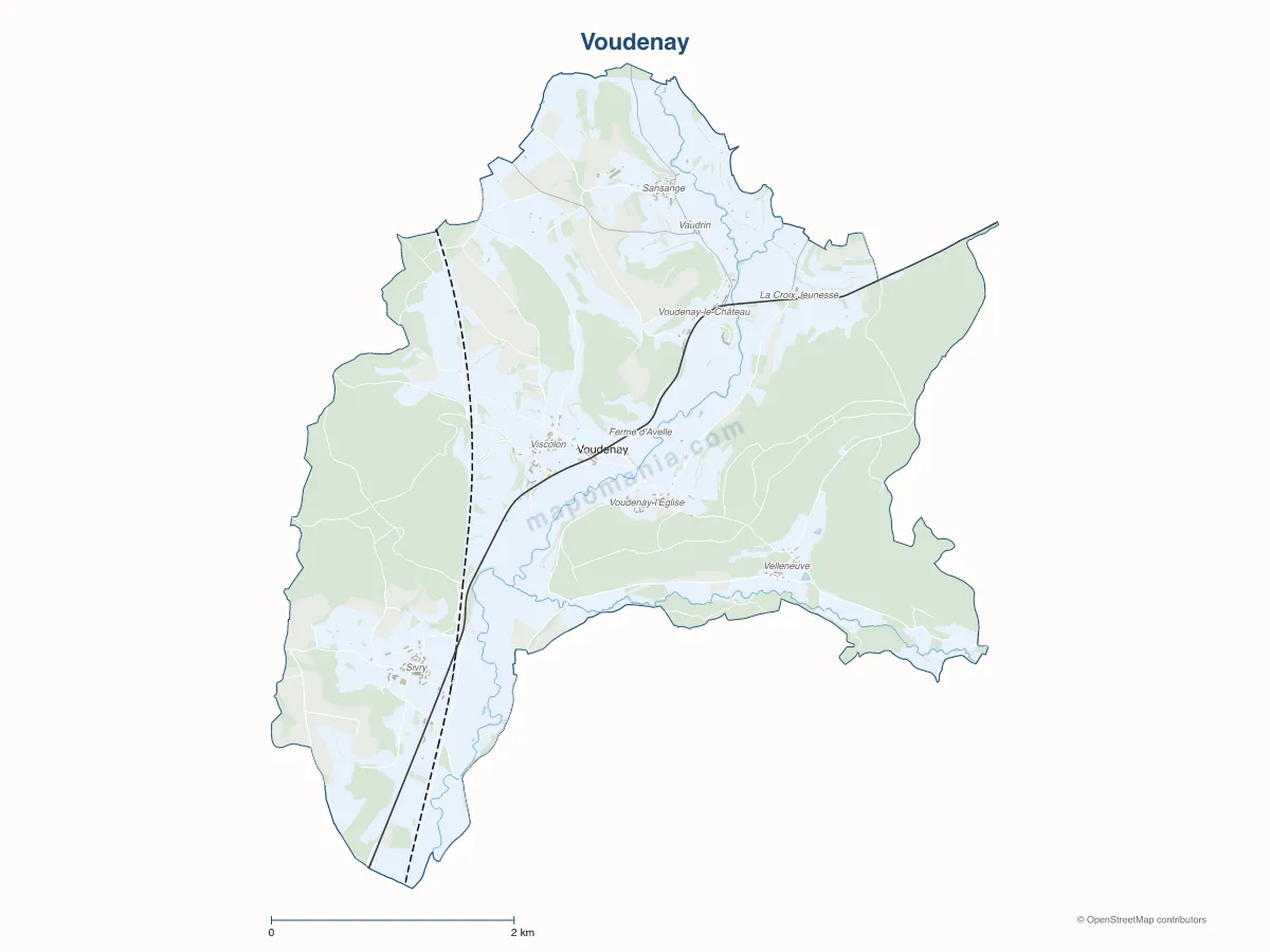Carte de Voudenay à personnaliser