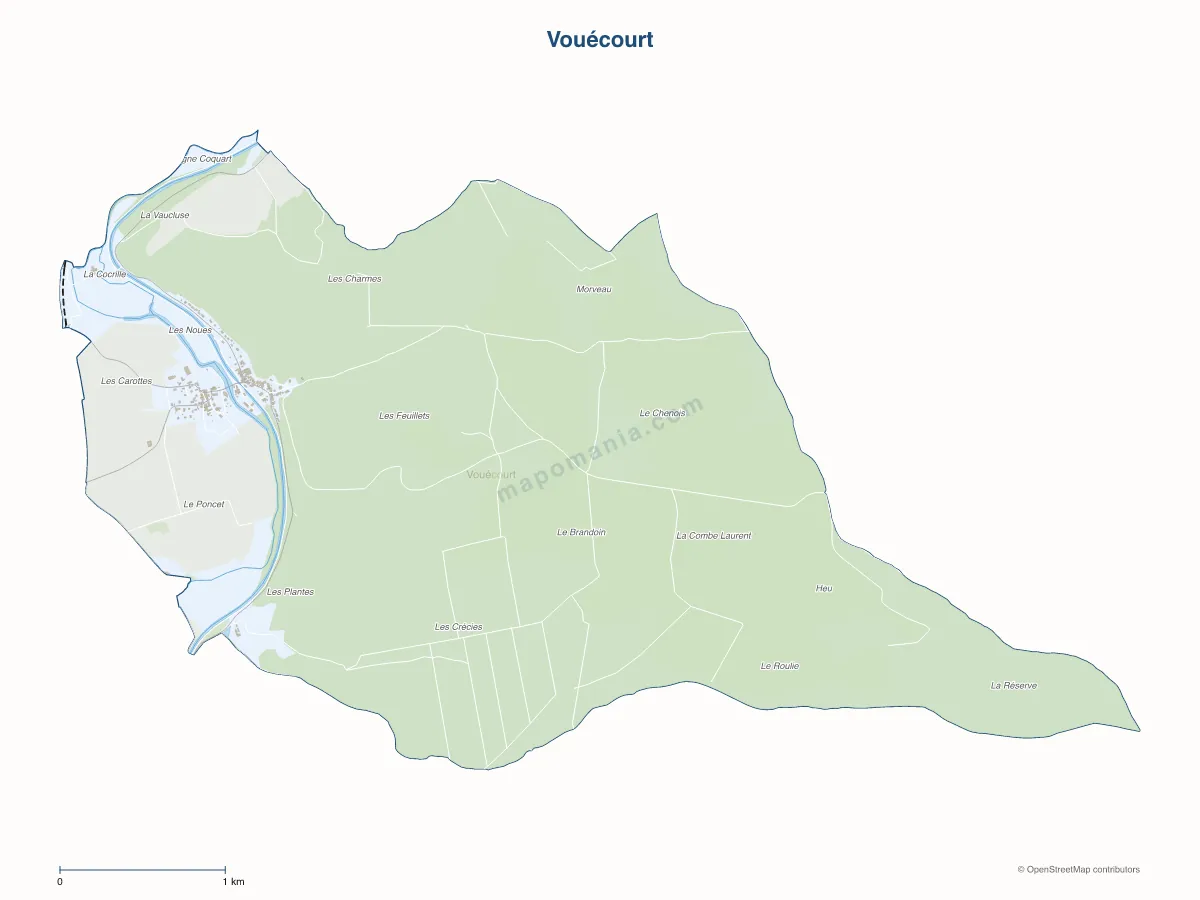 Carte de Vouécourt à personnaliser