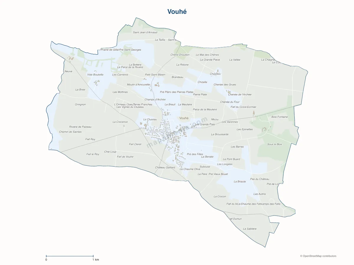 Carte de Vouhé à personnaliser