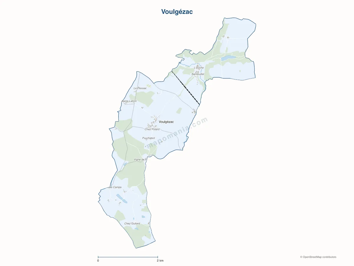 Carte de Voulgézac à personnaliser