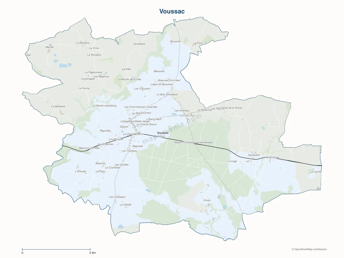 Carte de Voussac à personnaliser