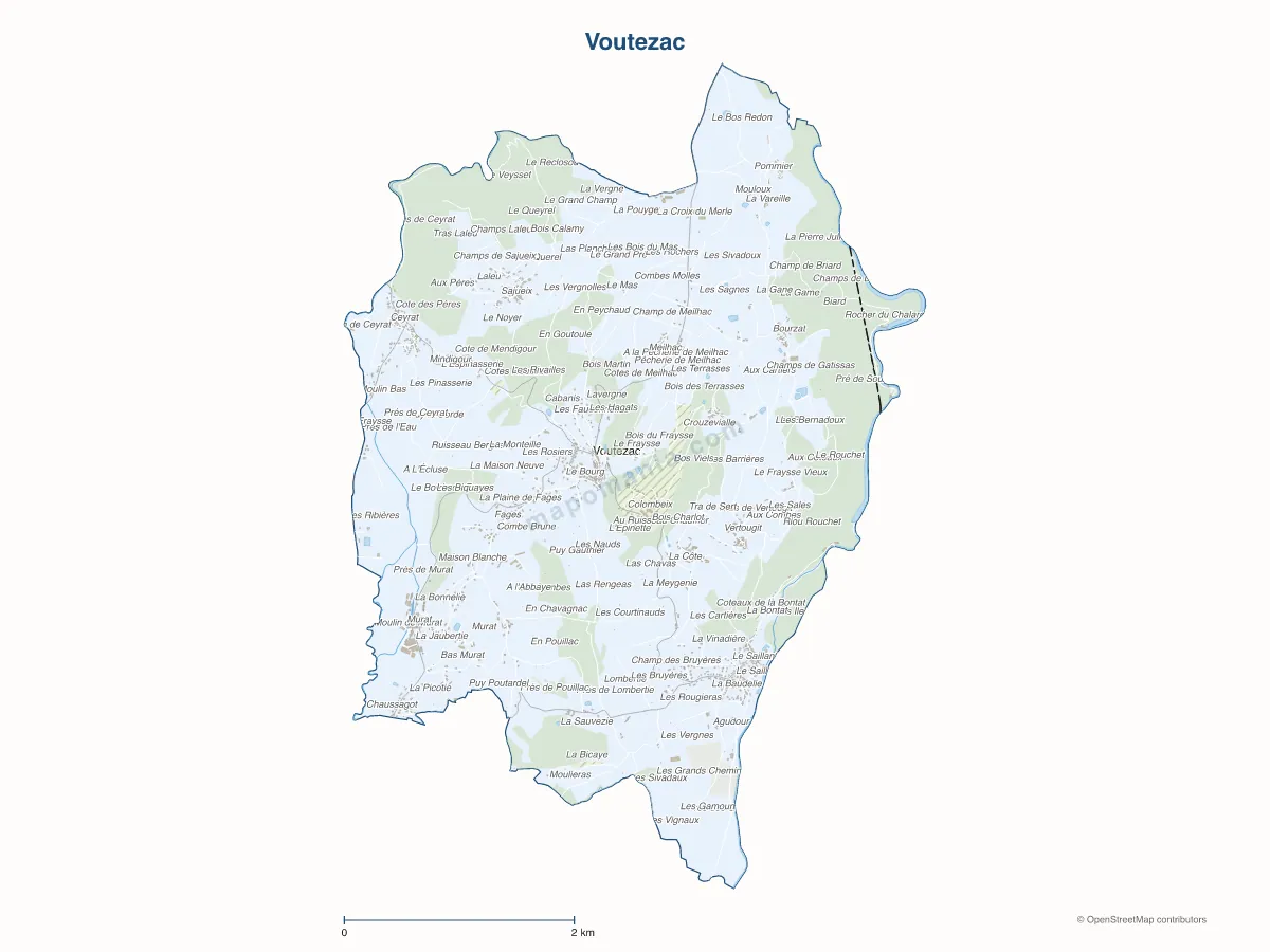 Carte de Voutezac à personnaliser