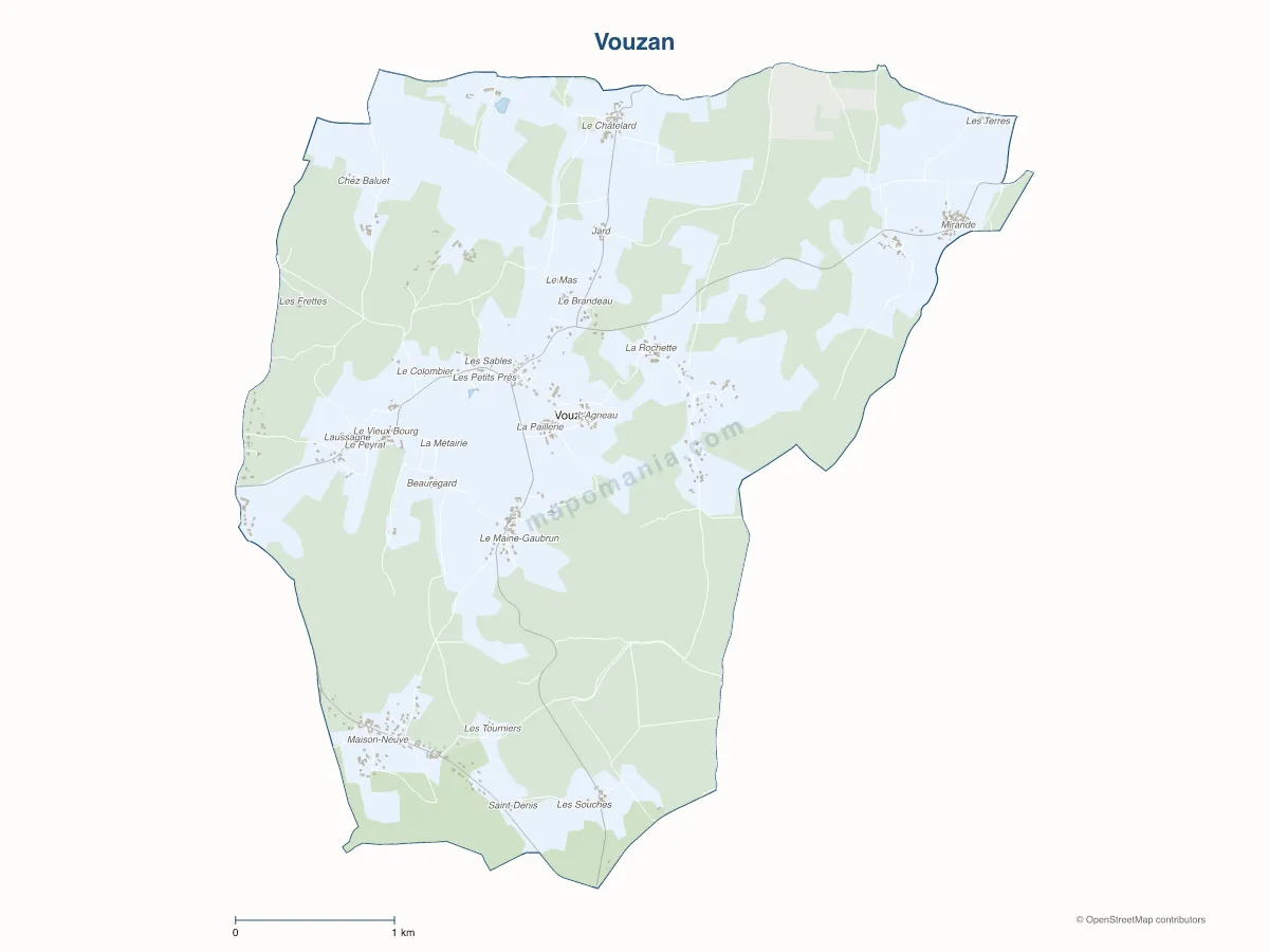Carte de Vouzan à personnaliser