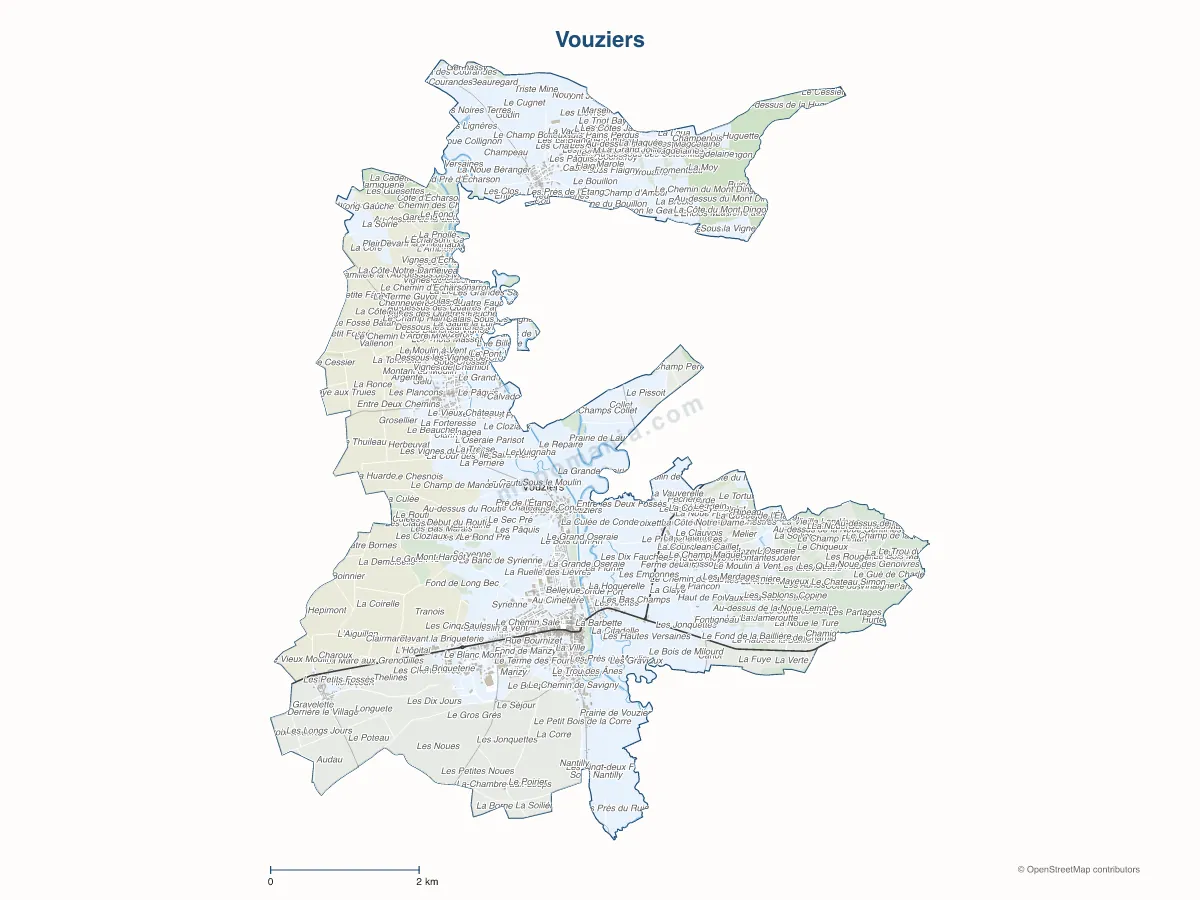 Carte de Vouziers à personnaliser