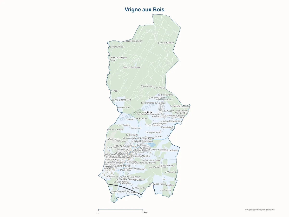 Carte de Vrigne aux Bois à personnaliser