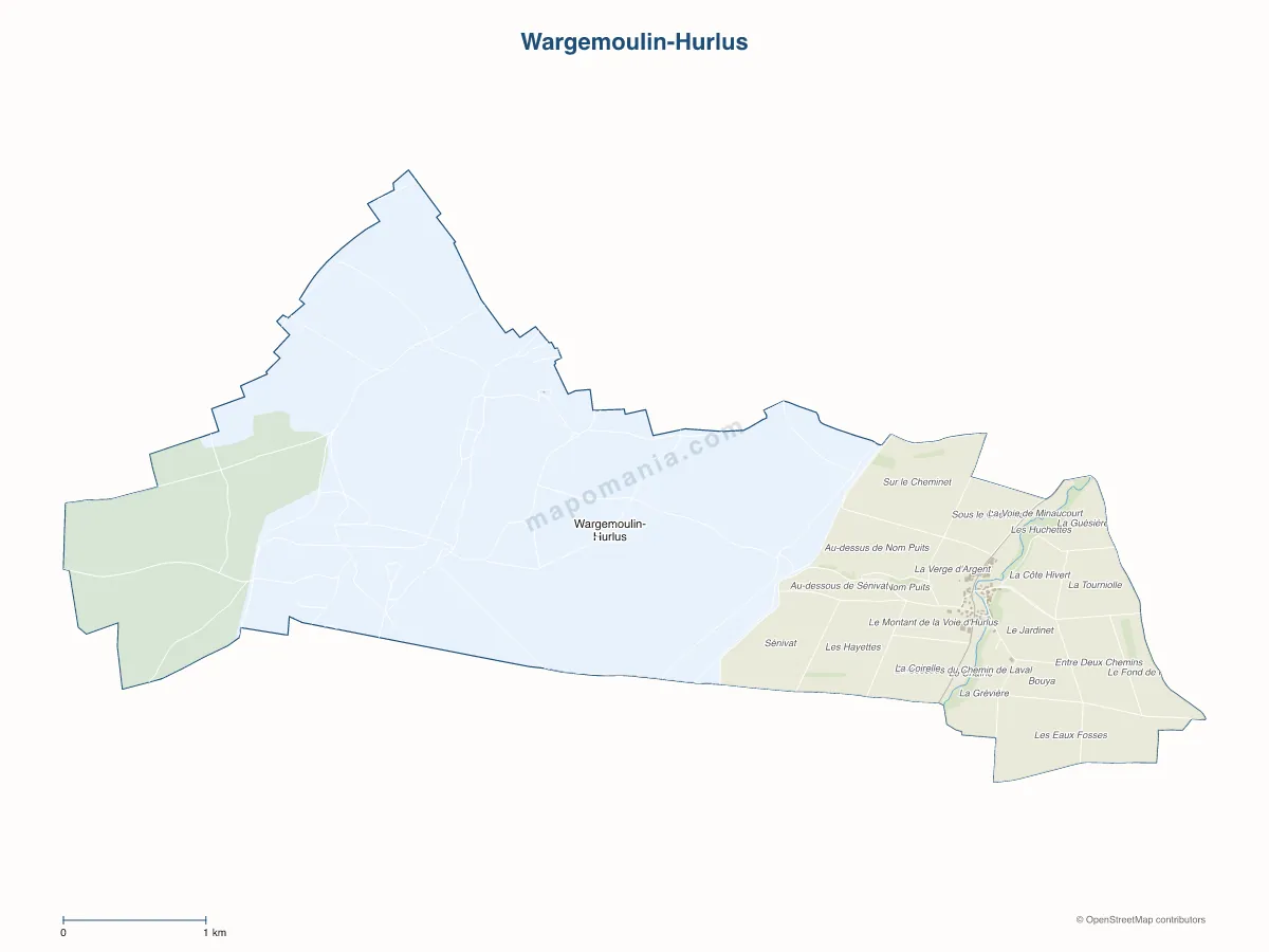 Carte de Wargemoulin-Hurlus à personnaliser