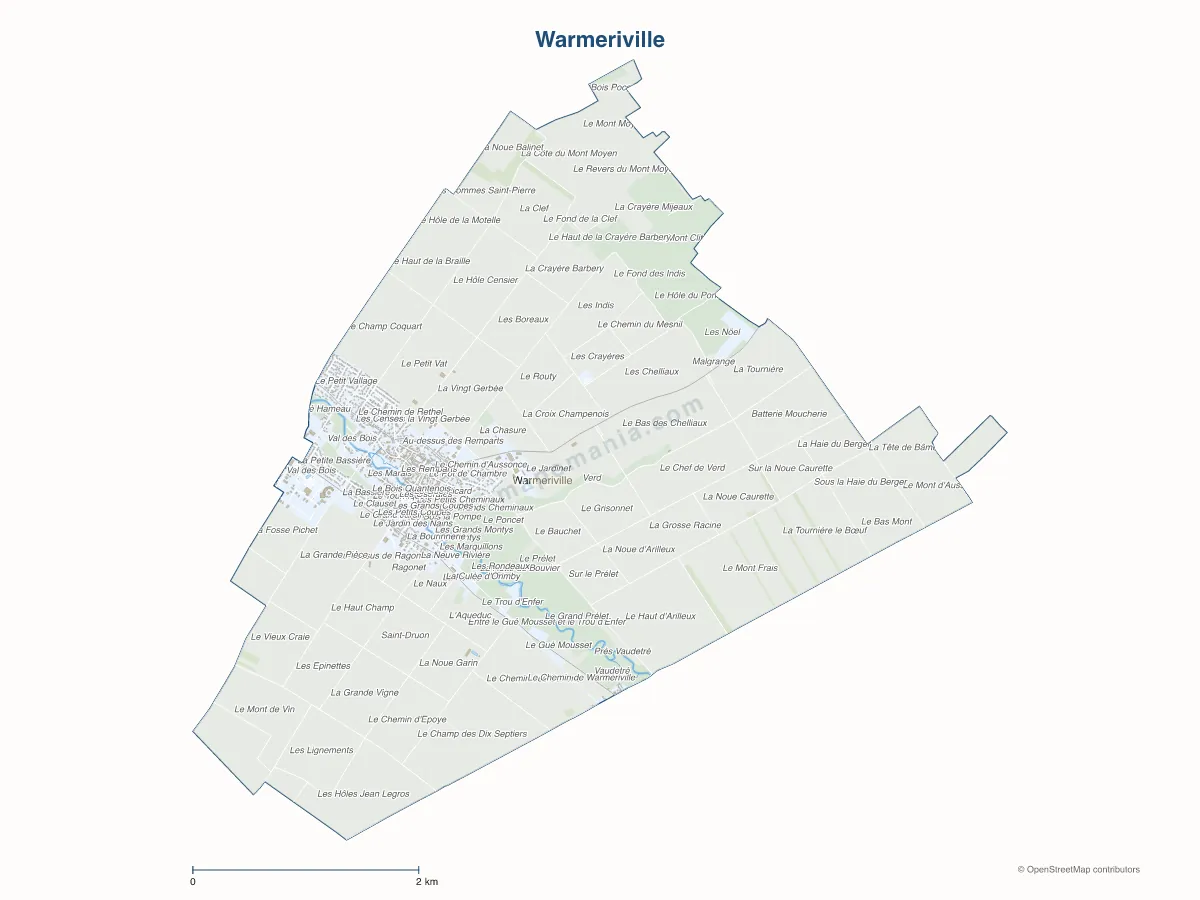 Carte de Warmeriville à personnaliser