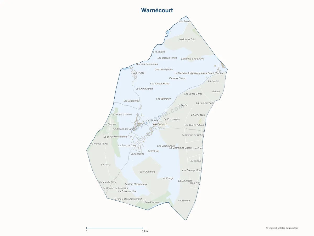 Carte de Warnécourt à personnaliser