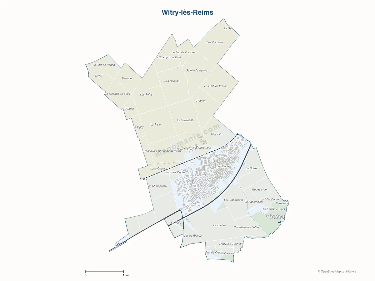 Carte de Witry-lès-Reims à personnaliser