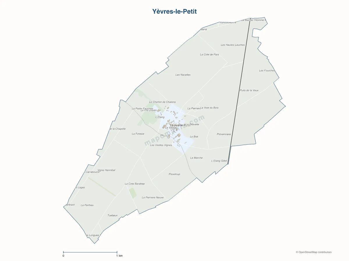 Carte de Yèvres-le-Petit à personnaliser