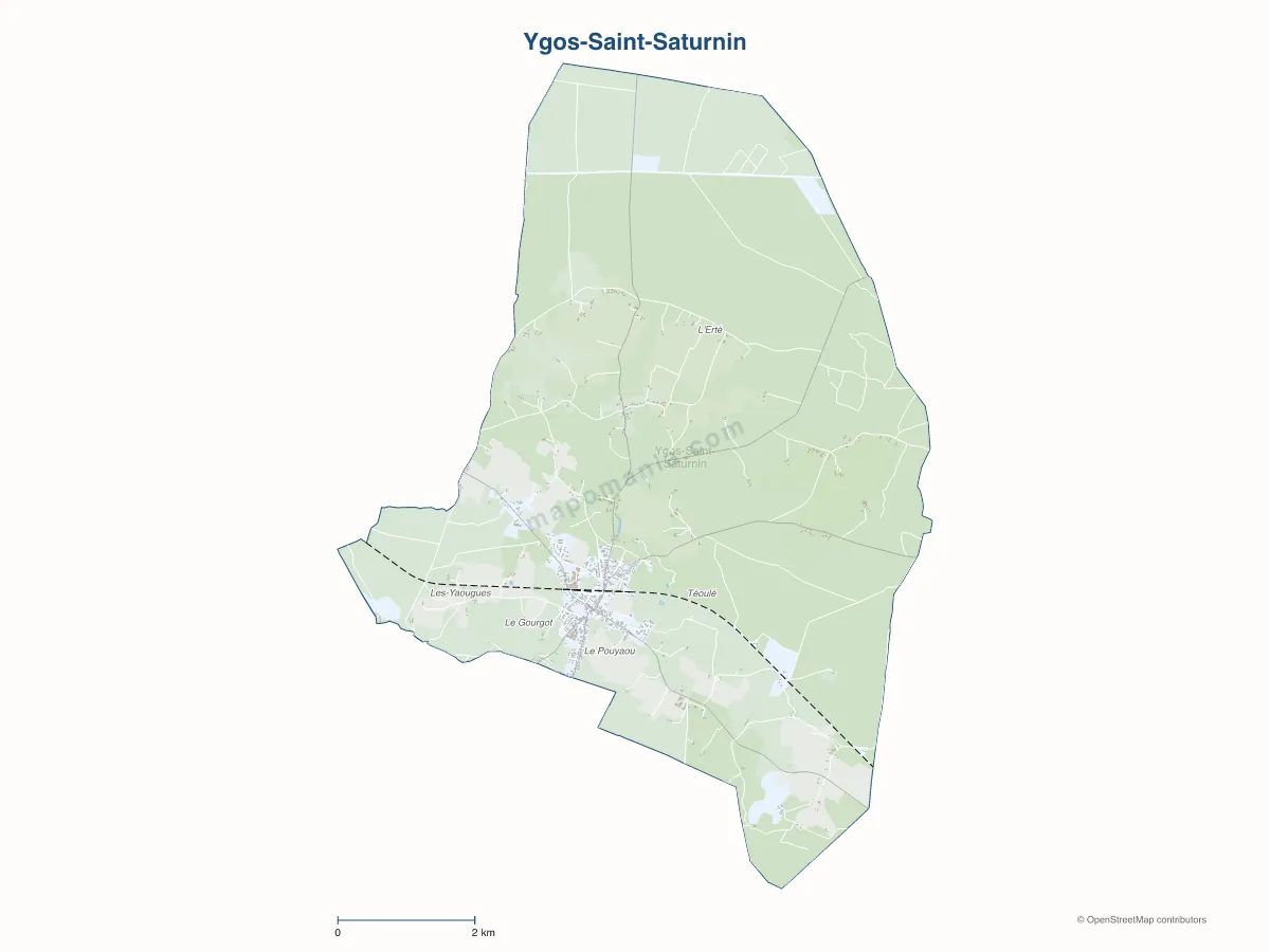 Carte de Ygos-Saint-Saturnin à personnaliser