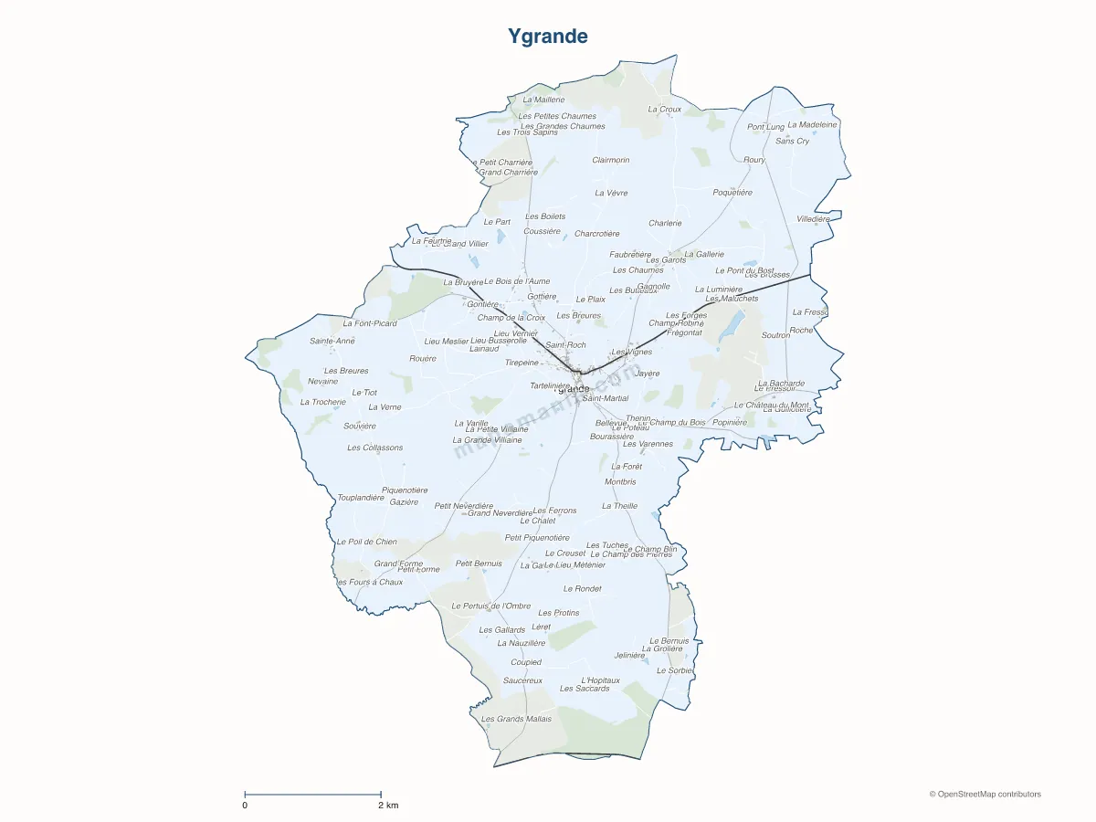 Carte de Ygrande à personnaliser
